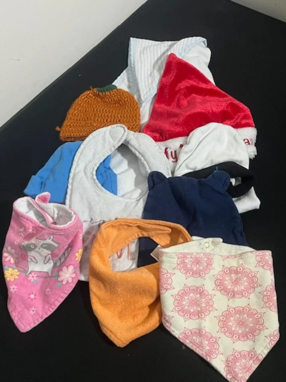 Lot of 10 Baby Hats and Bibs